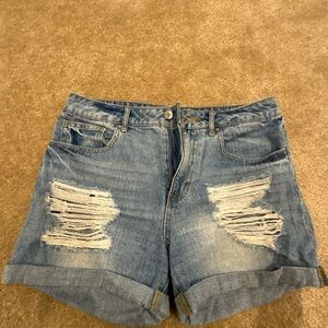 Forever 21 Blue Distressed Jean Shorts